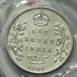 Alternative view of British India Edward 1906 Silver Coin UNC Mumbai Mint