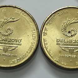 5 Rs Delhi 2010 Common Wealth Games Nickel Coin UNC