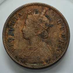 British India One Quarter Anna 1876 Copper Coin