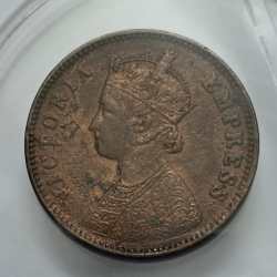 British India Victoria One Quarter Anna 1877 Copper Coin