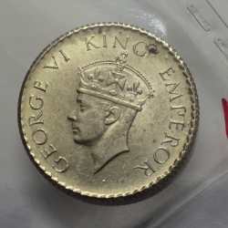 British India George VI 1/4 Rupee 1940 Silver Coin BUNC