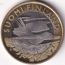 Alternative view of Finland Five Euro 2014 Bi Metallic Unc Coin Rare