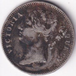 Alternative view of One Rupee East India Company 1840 Divided Legend Silver Used Very Fine Coin