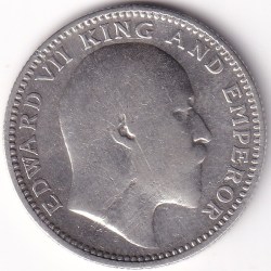 Alternative view of 1/2 Rupee 1910 Silver British India Coin #1
