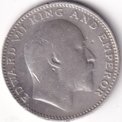 Alternative view of 1/2 Rupee 1910 Silver British India Coin #3