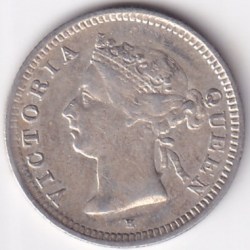 Alternative view of hong kong 5 cents victoria queen 1900 silver rare coin #2