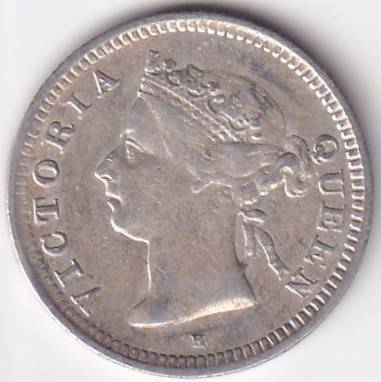 hong kong 5 cents victoria queen 1900 silver rare coin #2 - Image 2