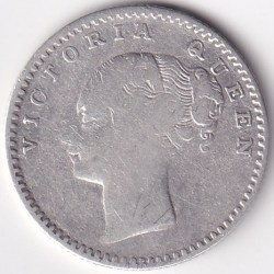 Alternative view of victoria queen 1/4 rupee silver continous legend rare silver coin