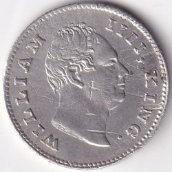 Alternative view of William IV 1/4 rupee 1835 silver Surface Scratch R.s incuse Silver Coin rare