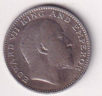 India - British  ½ Rupee 1907 - Edward VII Rare Silver Coin #V-84