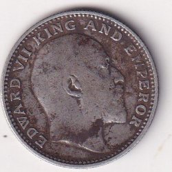 Alternative view of India - British  ½ Rupee 1910 - Edward VII Rare Silver Coin #V-87
