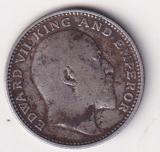 India - British  ½ Rupee 1910 - Edward VII Rare Silver Coin #V-87