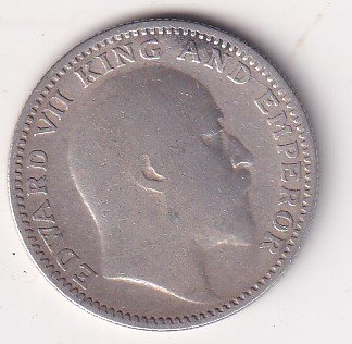 India - British  ½ Rupee 1910 - Edward VII Rare Silver Coin #V-88