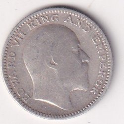 Alternative view of India - British ½ Rupee 1909 Very Rare Date - Edward VII Silver Coin #V-90