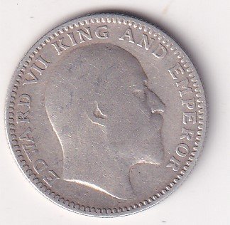 India - British ½ Rupee 1909 Very Rare Date - Edward VII Silver Coin #V-90