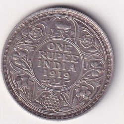 British-India 1 Rupee 1919 - George V Rare Silver Coin #V-112