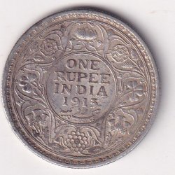 British-India 1 Rupee 1915 Rare Date - George V Rare Silver Coin #V-114