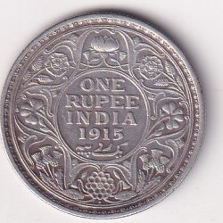 British-India 1 Rupee 1915 Rare Date - George V Silver Coin #V-115