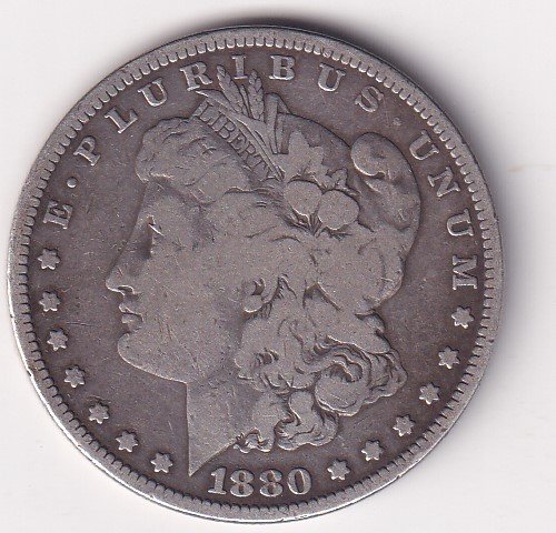 United States 1 Dollar 1880 "Morgan Dollar" Rare silver Coin #V-119