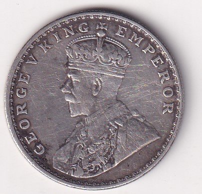 British-India 1 Rupee 1917 - George V Bombay Mint Rare Silver Coin #V-110