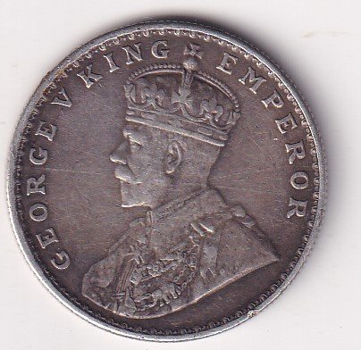 British-India 1 Rupee 1918 - George V Bombay Mint Rare Silver Coin #V-111