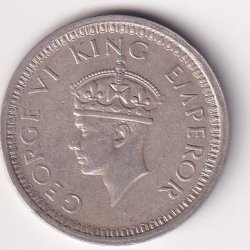 Alternative view of British-India 1 Rupee 1944 - George VI Rare Lahore Mint Silver Coin #V-177