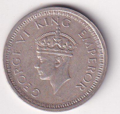 British-India 1 Rupee 1944 - George VI Rare Lahore Mint Silver Coin #V-177