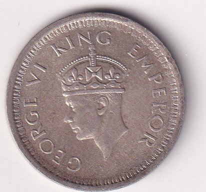 British-India 1 Rupee 1944 - George VI Rare Lahore Mint Silver Coin #V-178