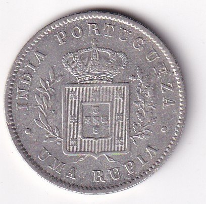 Portuguese India 1 Rupia 1881 Luiz I Calcutta (Weight 11.66g Sliver) Rare Coin - Image 2