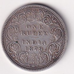 British- India 1 Rupee 1879 - Victoria Rare Silver Coin #V-176