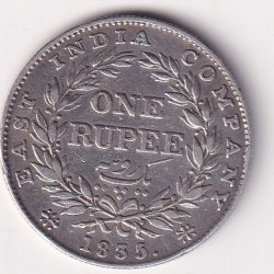 Alternative view of British-India 1 Rupee 1835 - William IV Rare Silver Coin # V-139