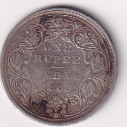 British-India 1 Rupee 1862 - Victoria Rare Silver Coin #V-221