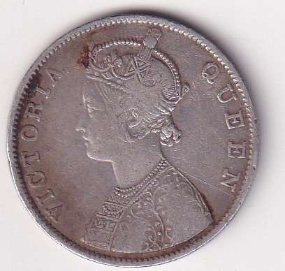 British-India 1 Rupee 1862 - Victoria Rare Silver Coin #V-221
