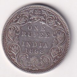 British-India 1 Rupee 1898 Rare Date - Victoria Silver Coin #V-222