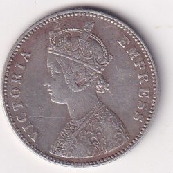 Alternative view of Indian princely states › Alwar 1 Rupee (1877-1882) - Victoria [Mangal Singh] Rare Silver coin #V-228