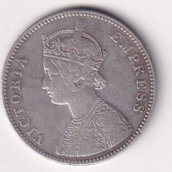 Alternative view of Indian princely states › Alwar 1 Rupee (1877-1882) - Victoria [Mangal Singh] Rare Silver coin #V-229