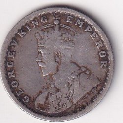 Alternative view of British - India  ½ Rupee 1921 - George V Rare Silver coin #V-230