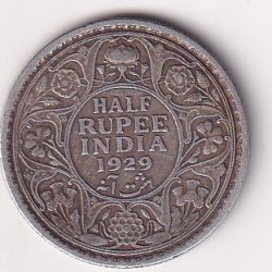 British - India  ½ Rupee 1929 - George V Rare Silver coin #V-231