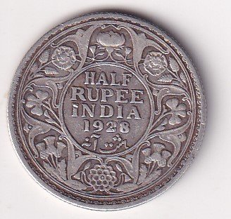 British - India ½ Rupee 1928 - George V Rare Silver coin #V-232