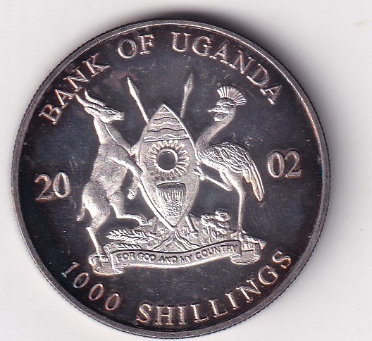 Uganda 1000 Shillings 2002 -Header Rare Silver Coin #V-208