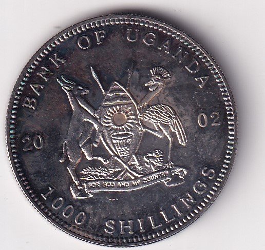 Uganda 1000 Shillings 2002 - Goalkeeper Rare Silver Coin #V-209