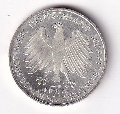 Germany 5 Deutsche Mark 1977 Carl Friedrich Gauss Commemorative Issue Silver Coin #V-192