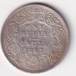 British-India 1 Rupee 1887- Victoria Rare Silver Coin #V-217