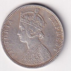 Alternative view of British-India 1 Rupee 1887- Victoria Rare Silver Coin #V-217