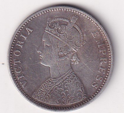 British-India 1 Rupee 1880 - Victoria Rare Silver Coin #V-219