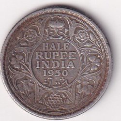 British-India  ½ Rupee 1930 - George V Rare Silver Coin #V-247