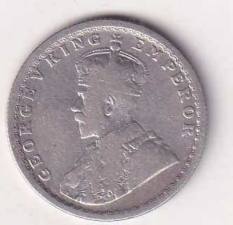 British-India Β½ Rupee 1915- George V Rare Silver Coin #V-250