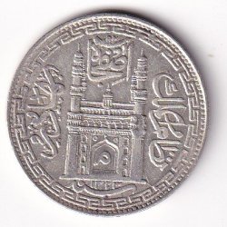Princely state of Hyderabad 1 Rupee (1762-1950) Mir Usman Ali Khan Silver Coin #V-268