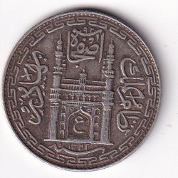Princely state of Hyderabad 1 Rupee (1762-1950) Mir Usman Ali Khan Silver Coin #V-269