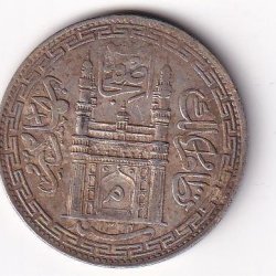 Princely state of Hyderabad 1 Rupee (1762-1950) Mir Usman Ali Khan Silver Coin #V-271